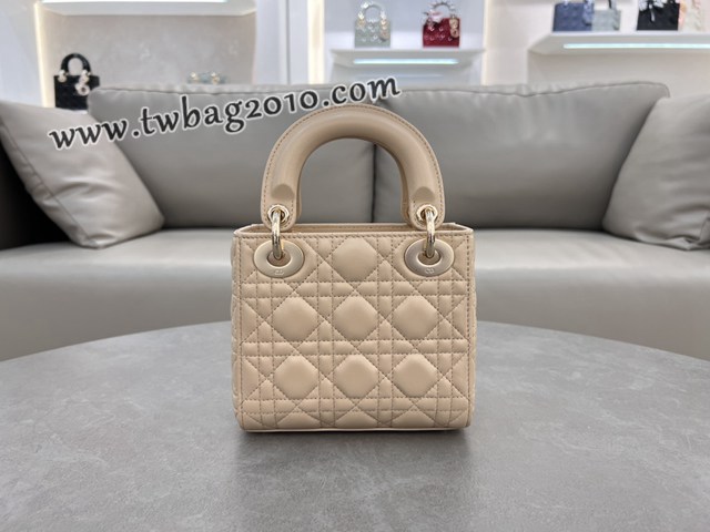 Dior专柜新款Lady女包迪奥高仿原单三格羊皮焦糖米色Classic Lady戴妃包 djfk1285